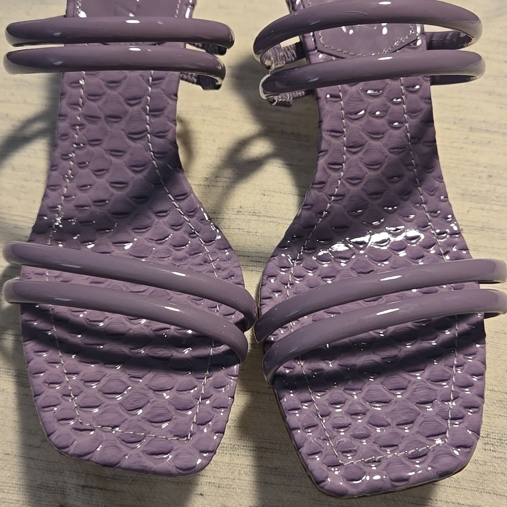 Schutz-Leather Heeled Sandals 'Lover Mid' In Orchid-Size 6.5 - Picture 14 of 17